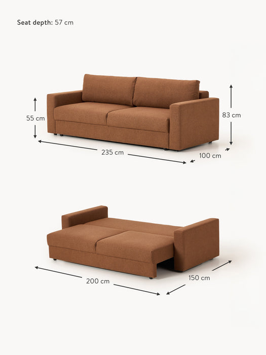 Boucl Sofa Bed Tasha 3-seater