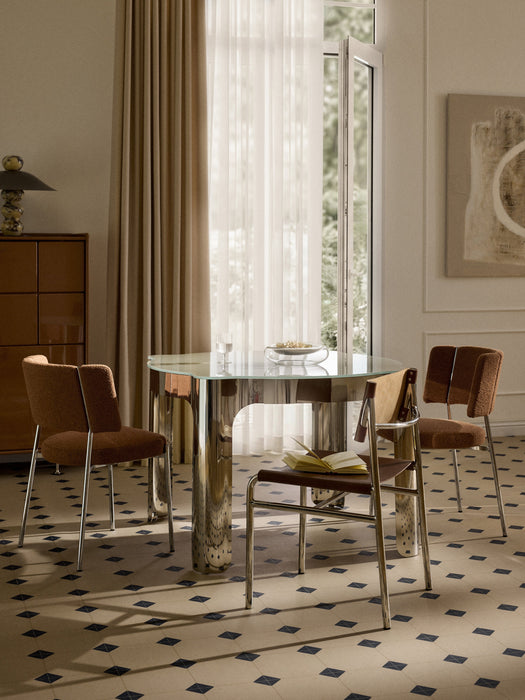 Round Dining Table Georgia with Glass Top 110 cm