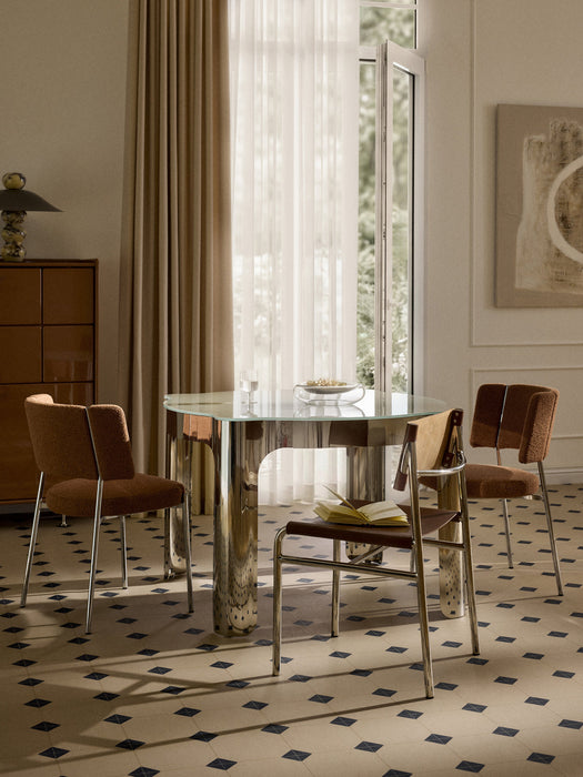 Georgia Round Dining Table with Glass Top, Ø 110 cm