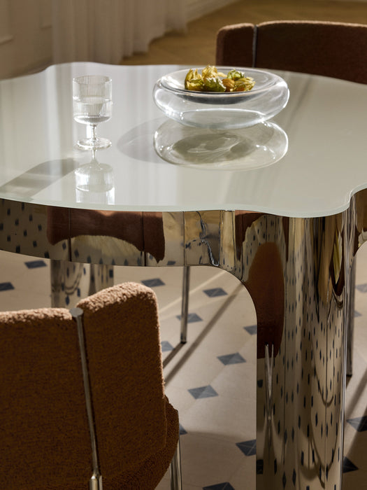 Round Dining Table Georgia with Glass Top 110 cm