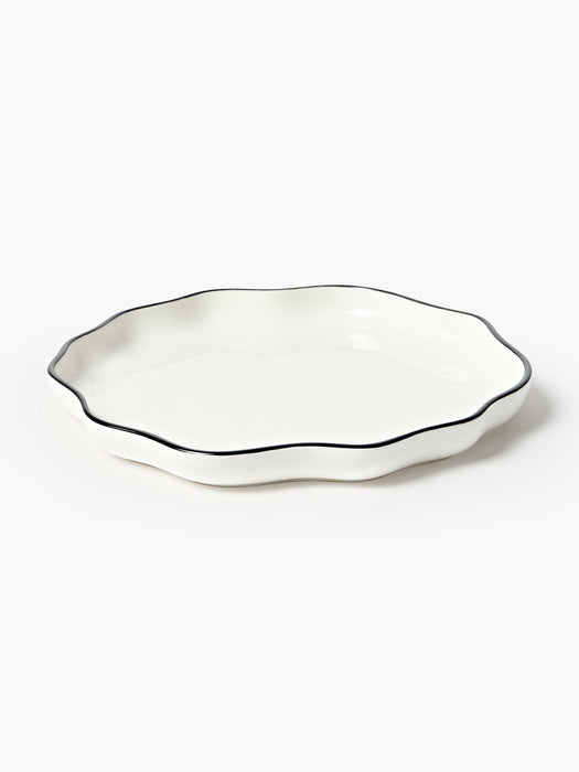 Porcelain Dinner Plates Bia with Wavy Rim Set of 4