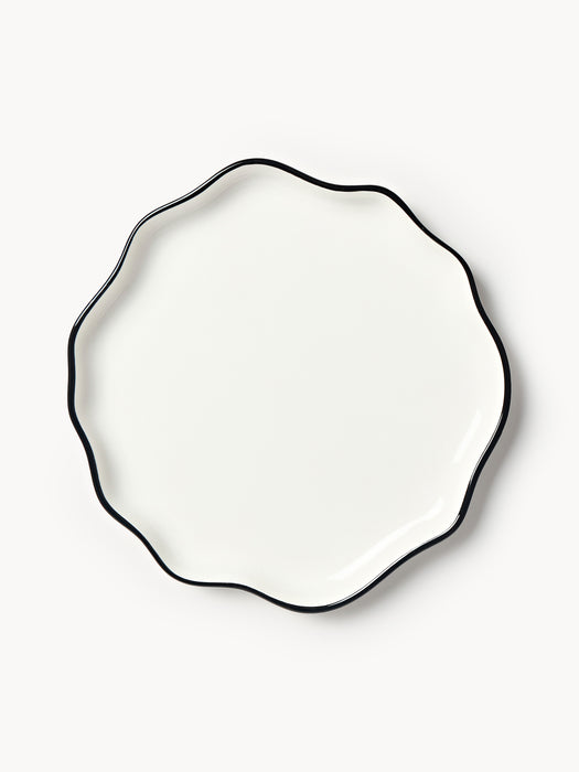 Porcelain Dinner Plates Bia with Wavy Rim Set of 4