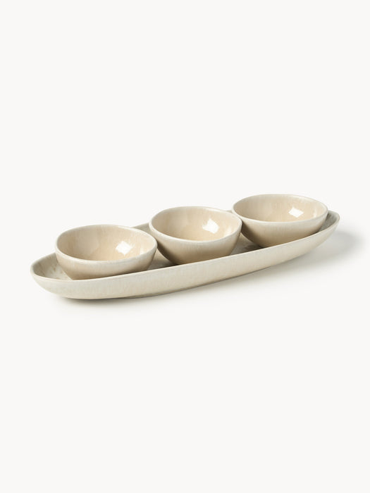 Handmade Organic Shaped Dip Bowls Macey with Serving Tray Set of 4
