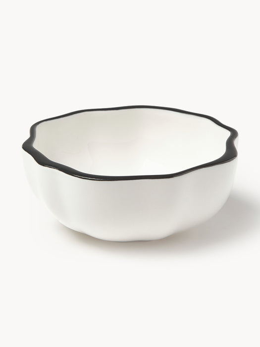 Porcelain Dip Bowls Bia with Wavy Rim Set of 4