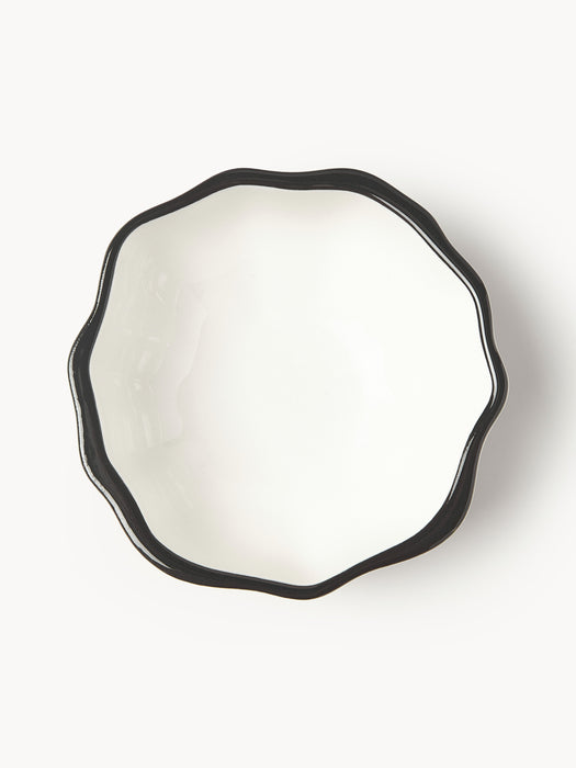 Porcelain Dip Bowls Bia with Wavy Rim Set of 4
