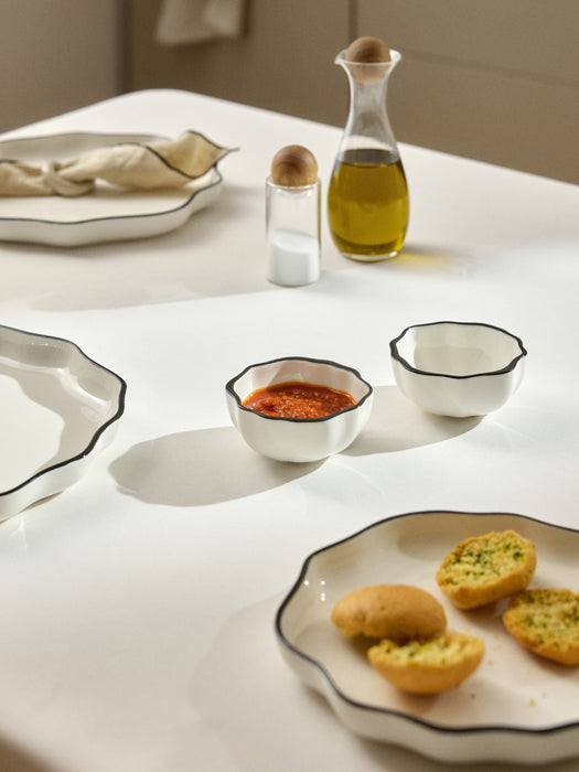Porcelain Dip Bowls Bia with Wavy Rim Set of 4