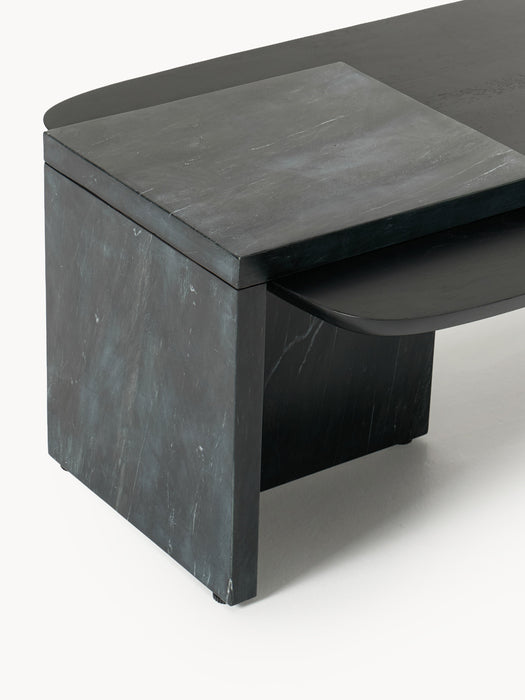Oak Wood and Marble Coffee Table Naida