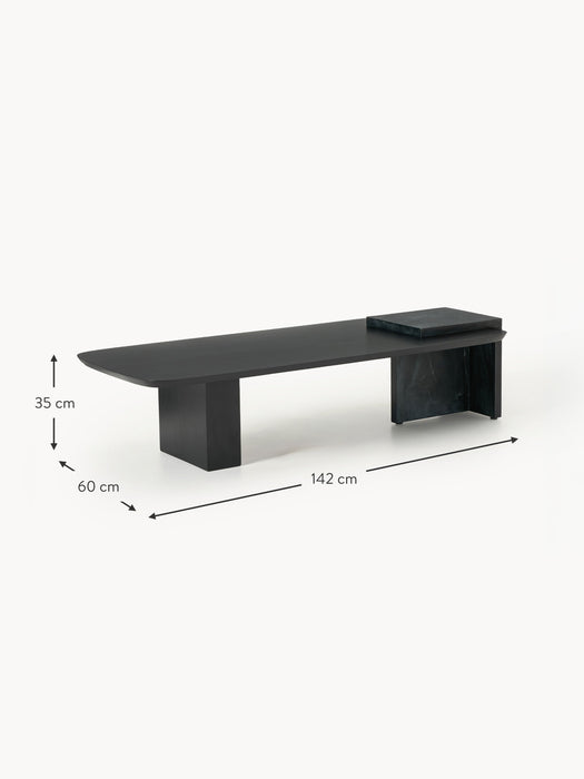 Oak Wood and Marble Coffee Table Naida
