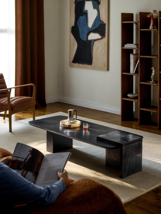 Oak Wood and Marble Coffee Table Naida