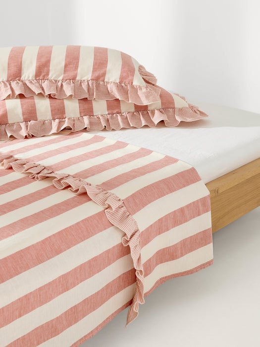 Ruffled Linen-Cotton Flat Sheet Posie