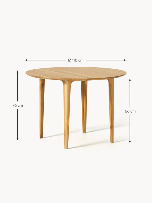 Round Oak Wood Dining Table Archie 110 cm
