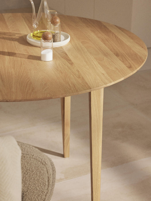 Round Oak Wood Dining Table Archie 110 cm