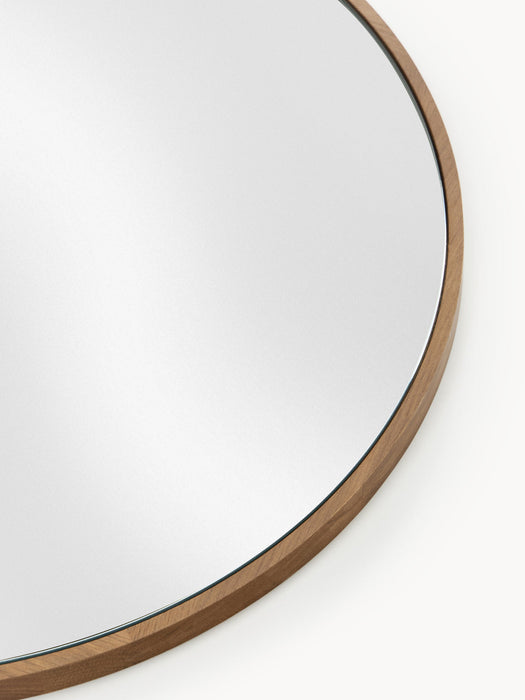 Avery Round Wall Mirror with Oak Wood Frame