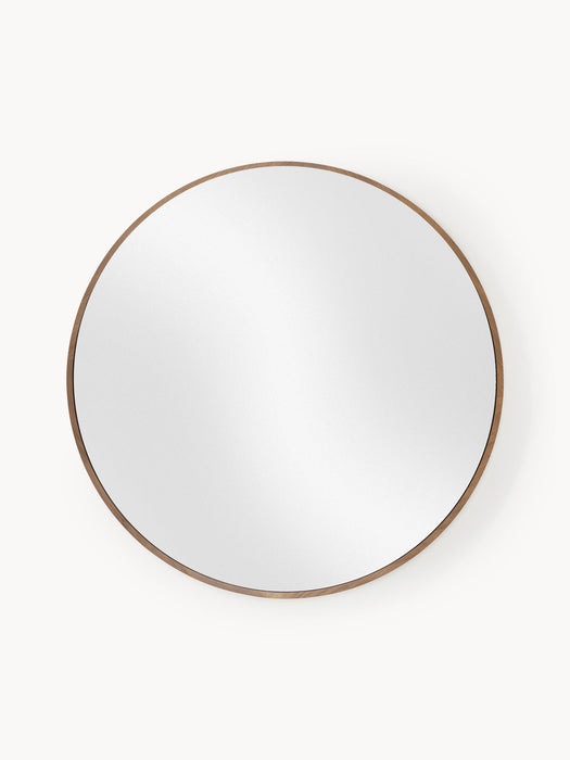 Avery Round Wall Mirror with Oak Wood Frame
