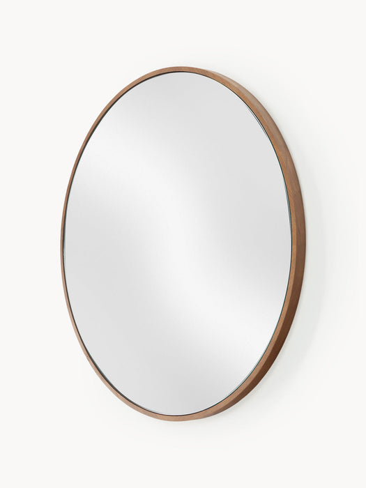 Avery Round Wall Mirror with Oak Wood Frame