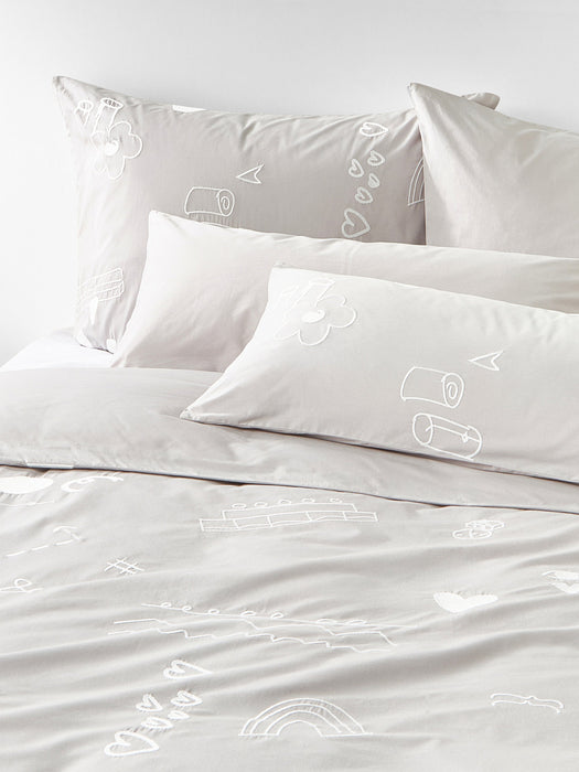 Crosby Studios Cotton Duvet Cover Jouy with Embroidered Pattern