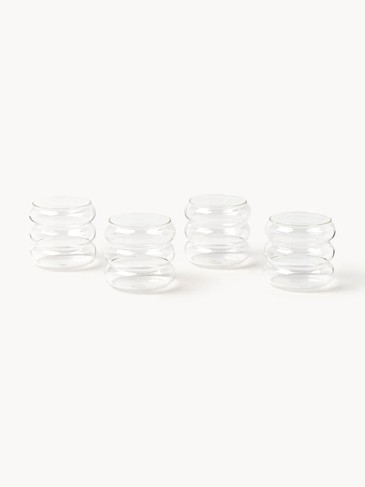 Small Mouth-Blown Borosilicate Tumblers Bubbly Set of 4