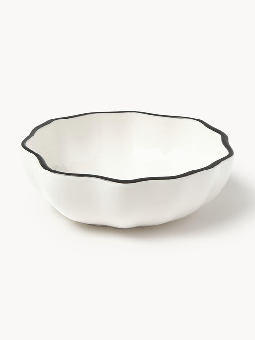 Bia Porcelain Bowls with Wavy Rim, Set of 4
