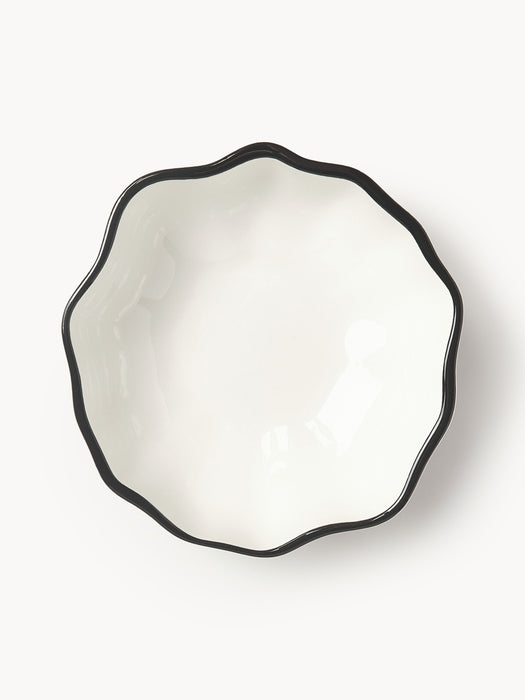 Porcelain Bowls Bia with Wavy Rim Set of 4