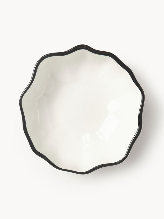 Bia Porcelain Bowls with Wavy Rim, Set of 4