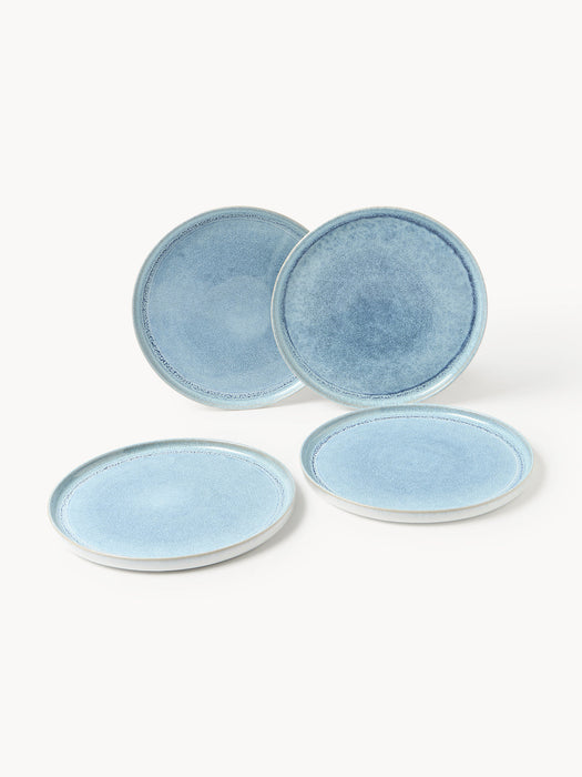 Danza Handmade Dinner Plates with Reactive Glaze, Set of 4