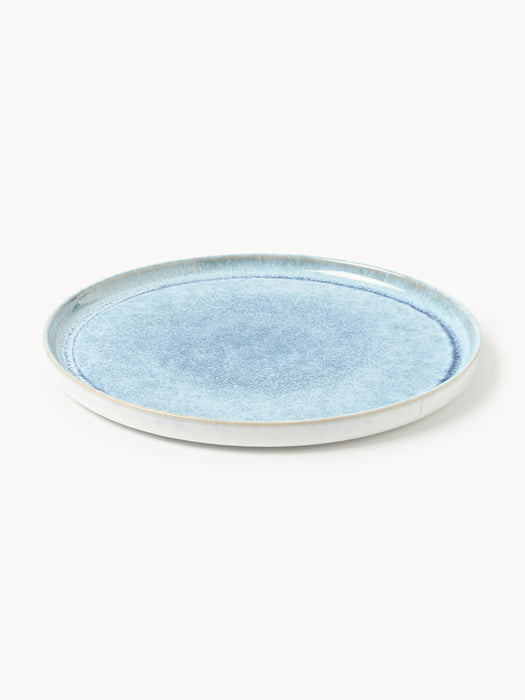 Danza Handmade Dinner Plates with Reactive Glaze, Set of 4
