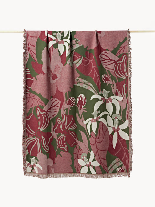 Floral Reversible Throw Latisha with Fringes