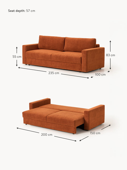 Velvet Sofa Bed Tasha 3-seater