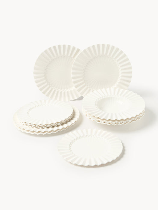 Porcelain Tableware Set Antonin with Embossed Pattern 4 People Set of 12