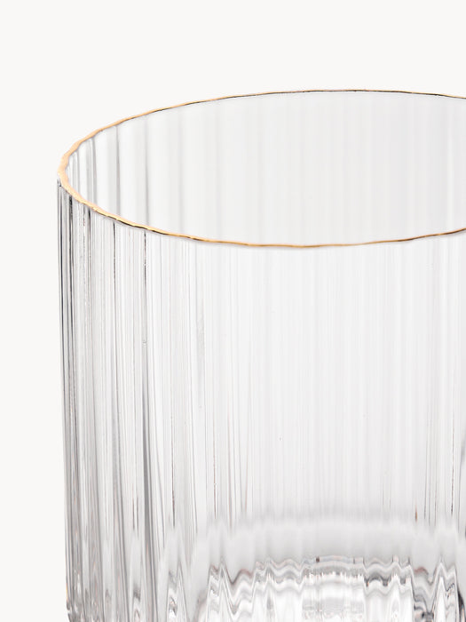 Mouth-Blown Carafe Aleo with Tumbler with Gold Rim Set of 2