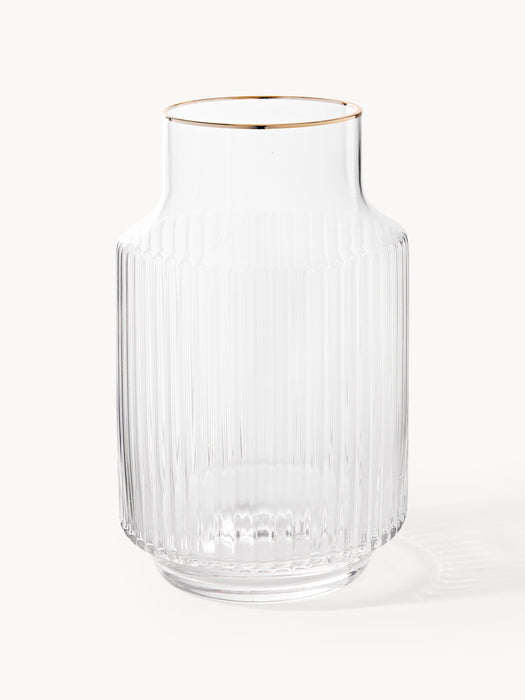 Mouth-Blown Carafe Aleo with Tumbler with Gold Rim Set of 2