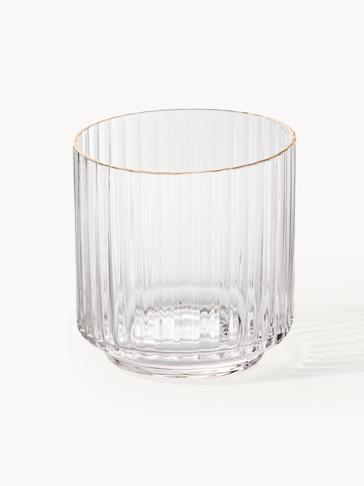 Mouth-Blown Carafe Aleo with Tumbler with Gold Rim Set of 2