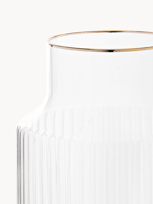Mouth-Blown Carafe Aleo with Tumbler with Gold Rim Set of 2