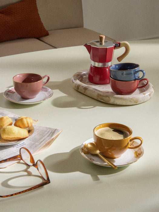 Mystic Coffee Cups with Saucers, Set of 4