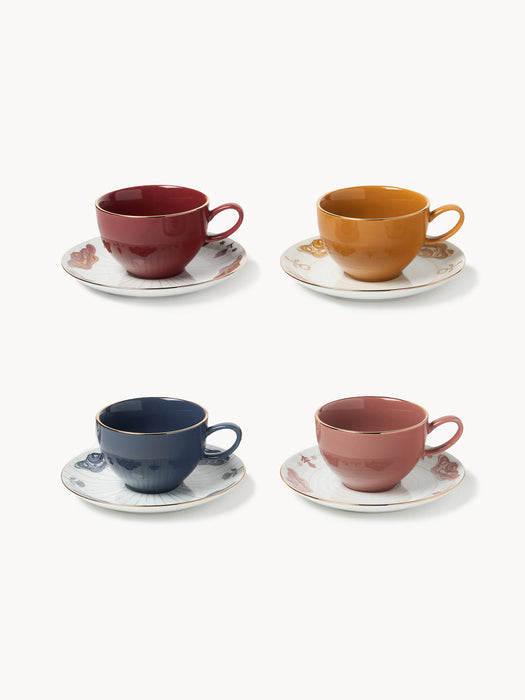 Mystic Coffee Cups with Saucers, Set of 4