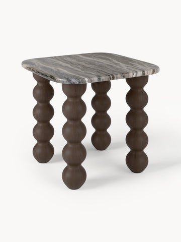 Lyndi Marble Side Table with Oak Legs