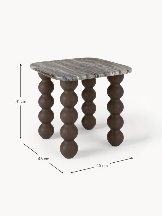 Marble Side Table Lyndi with Oak Legs