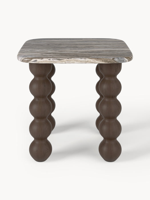 Marble Side Table Lyndi with Oak Legs