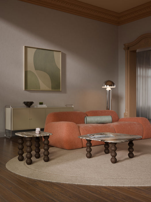 Marble Side Table Lyndi with Oak Legs
