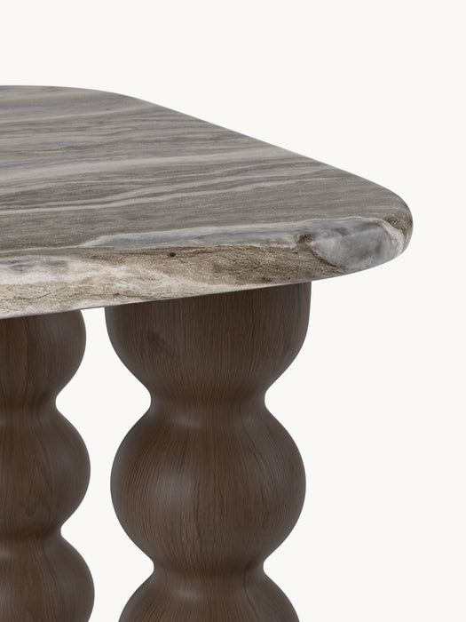 Marble Side Table Lyndi with Oak Legs
