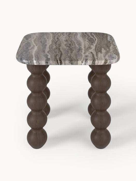 Marble Side Table Lyndi with Oak Legs