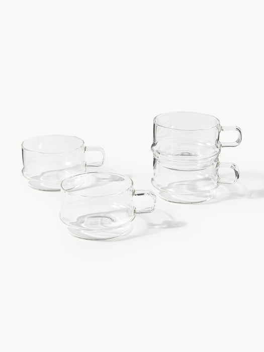 Handmade Stackable Borosilicate Mugs Josh Set of 4