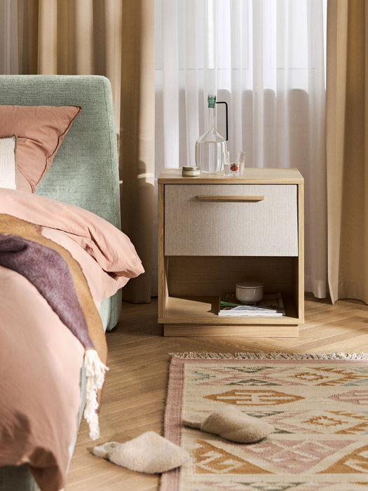 Wooden Bedside Table Wisp with Upholstered Front