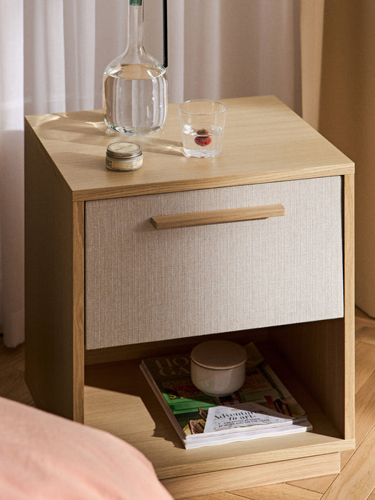 Wooden Bedside Table Wisp with Upholstered Front