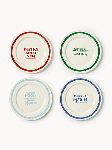Tutti Porcelain Dinner Plates with Decorative Motif, Set of 4