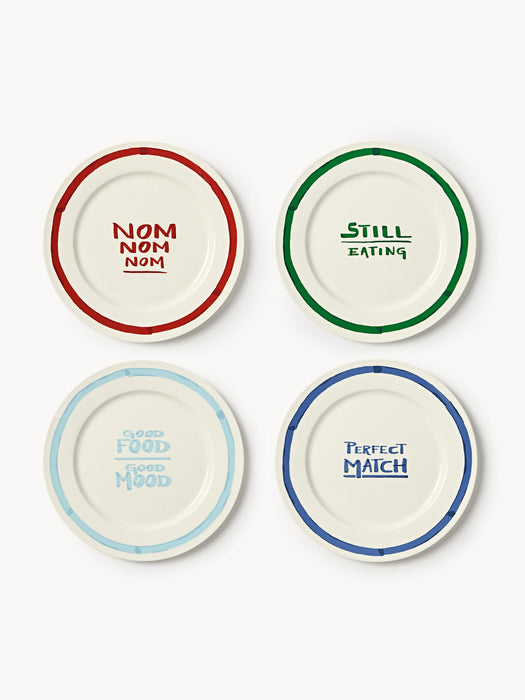 Tutti Porcelain Dinner Plates with Decorative Motif, Set of 4