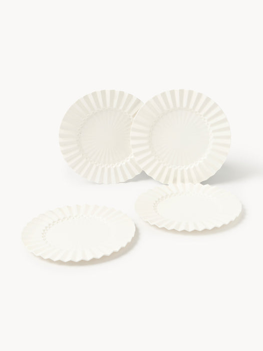 Porcelain Breakfast Plates Antonin with Embossed Pattern Set of 4