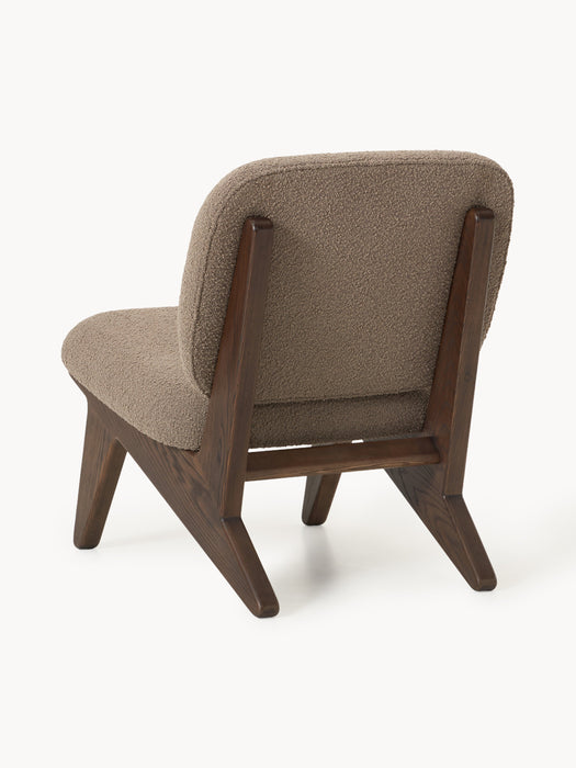 Ash Wood Lounge Chair Shenay with Boucl Upholstery