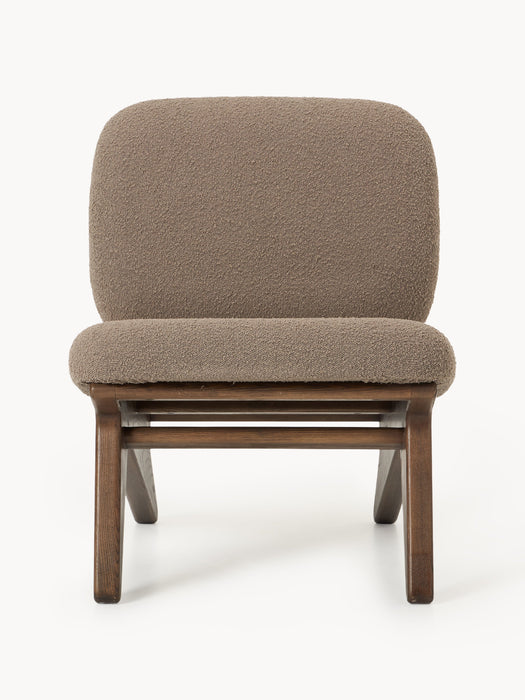 Ash Wood Lounge Chair Shenay with Boucl Upholstery