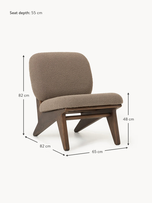 Ash Wood Lounge Chair Shenay with Boucl Upholstery